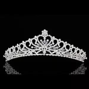 Bridal Heart Shaped Rhinestone Crystal Prom Wedding Crown Tiara 7931 - Picture 1 of 4