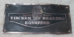 Etiqueta de latón vintage / placa de identificación TIMKEN BERING EQUIPADO rodillo cónico - Imagen 1 de 2