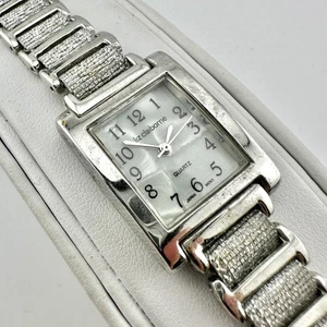 Liz Claiborne Watch Womens Silver Tone Rectangular 6" Bracelet, New Battery - Picture 1 of 13