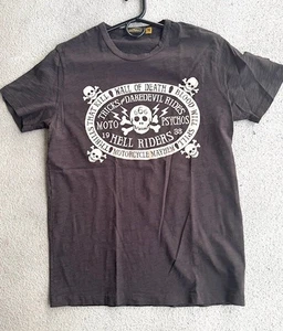 Camisa Johnson Motors WALL OF DEATH angustiada M descolorida negra alquitrán nueva sin etiquetas - Imagen 1 de 7