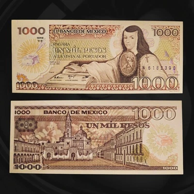 🇲🇽 1985 年墨西哥 1000 比索钞票、J. Inés de la Cruz、圣多明各广场 — 第 1/3 张图片