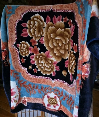 Manta de felpa NAMHWA visón coreano completa/reina 7,5 lb 84X92" floral cálida suave  Foto 1 de 4