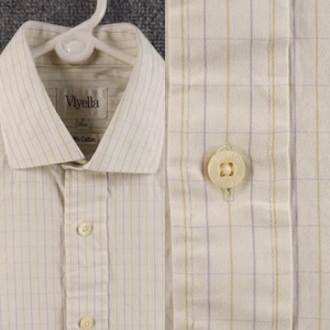 Camisa Viyella Todo Algodón Manga Larga Abotonada Amarillo Púrpura Marfil 15 Cuello Hombres - Imagen 1 de 19