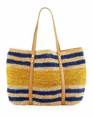 Bolso de Mano Grande ELAINE TURNER Rayas Rafia "SABINE SEDONA" - NUEVO sin etiqueta Foto 1 de 4