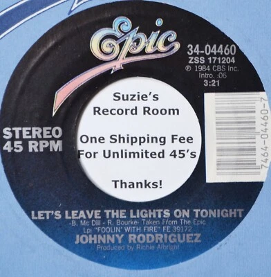 Johnny Rodriguez Let's Leave the Lights on Tonight Country EX 45 7" Vinyl - Image 1 of 3