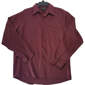 Cambridge Classics Men’s Medium Maroon Print All Over Long Sleeve Dress Shirt - Picture 1 of 9