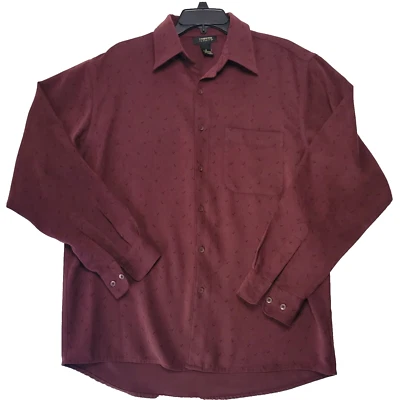 Cambridge Classics Men’s Medium Maroon Print All Over Long Sleeve Dress Shirt - Image 1 of 4