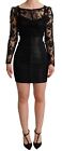 Dolce&Gabbana Women Black Dress Nylon Floral Lace Slim Mini Bodycon Wrap It 36