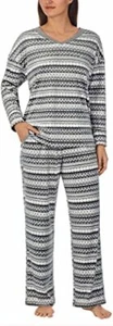 Nautica Women's 2 Piece Fleece Pajama PJ Sleepwear Set V-Neck Top, Sizes/Colors - Picture 1 of 27