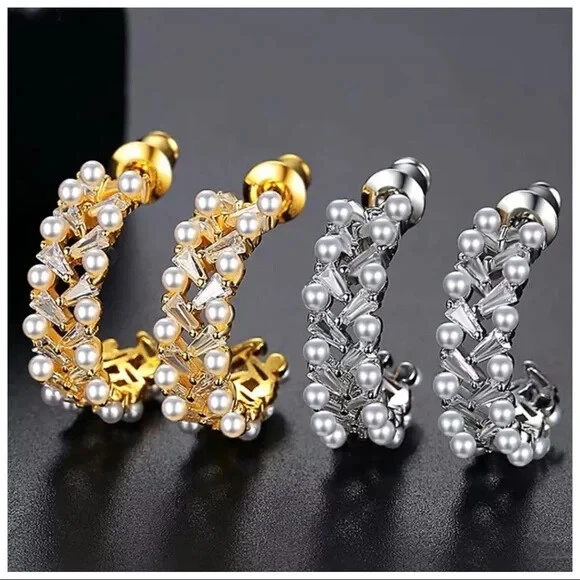 施华洛世奇水晶和珍珠 Adanya Dainty 耳环 S8 — 第 1/4 张图片