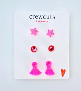 J Crew Girls Earrings Pink Stars Tassels Fun Set Kids Gifts Cute 3 Pack Fashion - Picture 1 of 8