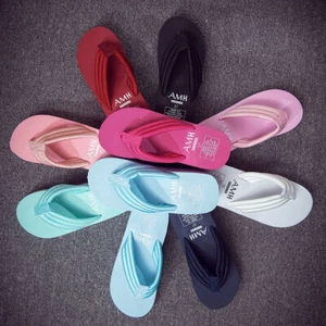 Flip-flops Female, Slope Heel Non-slip Beach Slippers Wholesale Multi-color - Picture 1 of 16
