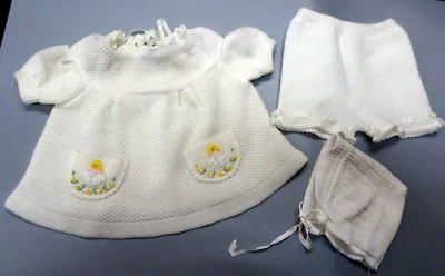 Vestido de bebé vintage de la década de 1960 Love hilado por celebridad 3 piezas, sombrero-pantalones talla 6-9 Mos Foto 1 de 4