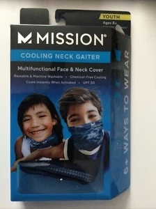 NEW Mission Cooling Neck Gaiter - Youth 8+ One Size -Blue Camo- FREE SHIPPING! - Picture 1 of 4