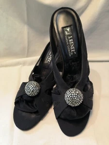 J. Renee Womens Black/Rhinstone/Mesh mules sz.11 B Occasion - Picture 1 of 5