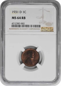 1931-D Lincoln Cent MS64RB NGC - Picture 1 of 2