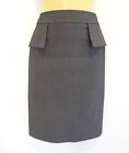 Stunning Grey Cotton Tailored Skirt By High-end Brand Portmans Sz14 Worn Twice!