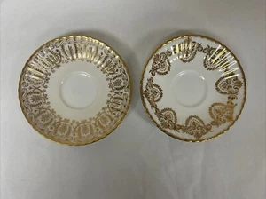 Paragon China Potters Fine Bone Saucers Set of 2 Gold Edge - Picture 1 of 2