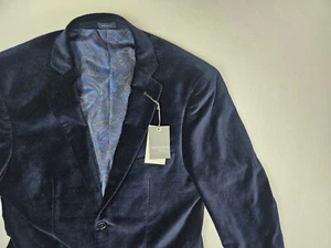 Madison Blazer Mens 38 Regular Velvet Paisley Lined Coat Blue Modern Fit NWT - Picture 1 of 9
