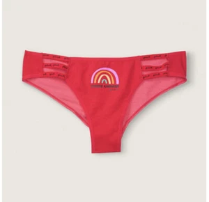Victoria Secret Strappy Logo Cheekster Rainbow Red Womens Small Brand New - Picture 1 of 3
