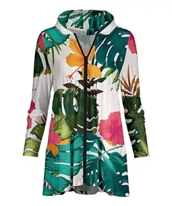 Lily White & Green Leaf Tiered Hoodie Size-XL - Picture 1 of 1