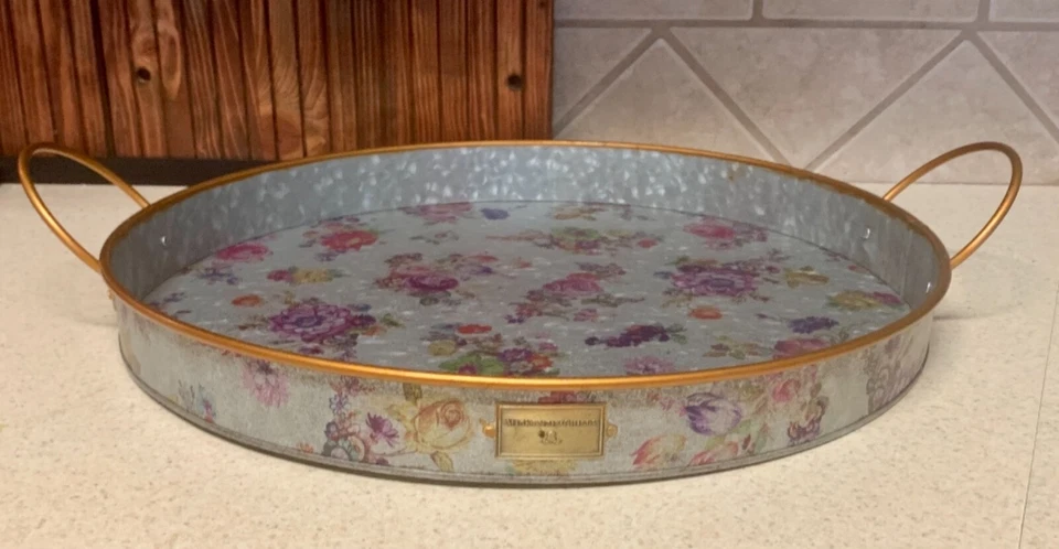 RARE!! Mackenzie Childs Flower Galvanized Serving Tray Large Fairycore Cottage - Image 1 of 4