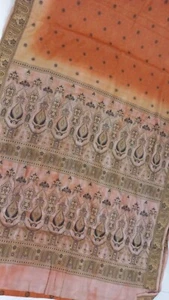Om Vintage Sari Pure Silk Brown Floral Thread Woven Saree Fabric 5 Yard ,11518 - Picture 1 of 13