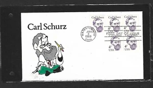 USA 1983 HAND PAINTED CARL SHURZ RICHARD ELLIS ANIMATED FIRST DAY COVER + CACHET - Picture 1 of 1
