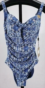 Neu in Verpackung & Tuck Damen Gr. 4 1-teiliger Badeanzug marineblau Kaleidoskop Multi-Fit Cup NEU - Bild 1 von 4