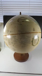 Globemaster 12" Globe Desk Top Wood Base Cream Relief World Map Raised Made USA - Picture 1 of 7
