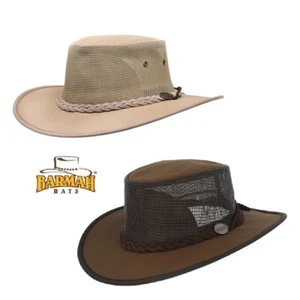 Barmah Canvas Drover Airflow Fold Away Hat In Brown or Beige (1057) - Picture 1 of 10