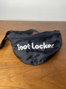 Vintage Foot Locker Black White Fanny Pack Bag Logo Nylon Zipper Closer Waist - Picture 1 of 10