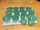 15 Akro Agate Vintage Green Tea Cups Octagonal/Round Shapes Children's Tea Set 