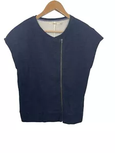 J Brand Womens Zip Up Wool Blend Top Cap Sleeve Blue Size Medium - Picture 1 of 7