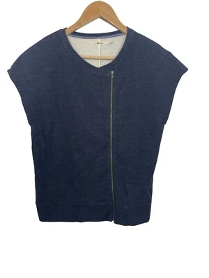 J Brand Womens Zip Up Wool Blend Top Cap Sleeve Blue Size Medium - Image 1 of 4