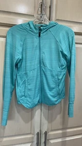 Athleta Girl  Jacket Aqua Blue  Zip Girls Size L 12 - Picture 1 of 11