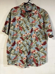 Hilo Hattie Shirt Mens Size XL  Blue Palm Floral Tropical Hawaiian Button Up* - Picture 1 of 6