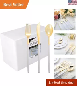 Glamorous Gold Plastic Flatware - Shining Cutlery Set for Chic Celebrations - Picture 1 of 10