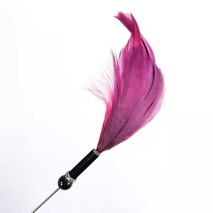 Vtg Pink Feather Rhinestone Black Plastic Hat Pin 8"/20cm Art Deco Biba Style - Picture 1 of 16