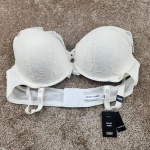 Torrid Curve Bra 42D Plunge Push-Up Plunge White off white Lace Sexy New w/ Tag - Picture 1 of 7