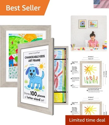 Marco de obras de arte para niños pantalla magnética cambiable tiene capacidad para 100 piezas de arte Foto 1 de 4