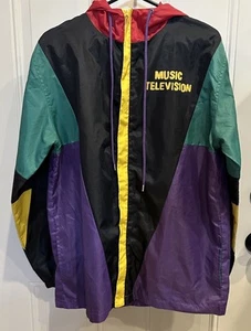 Giacca a vento MTV Music uomo colorblock full zip cappuccio retrò taglia M - Foto 1 di 18