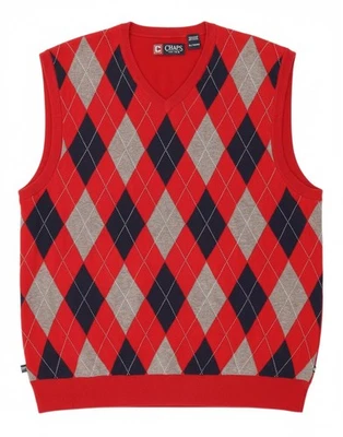 CHAPS Mens Vest Tank Top XL Red Argyle/Diamond Cotton AO11 - Image 1 of 4