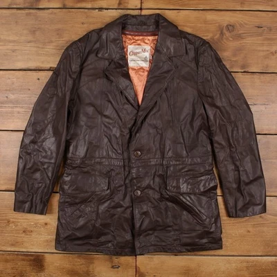 Chaqueta de cuero Clipper Mist vintage años 80 Blazer marrón Foto 1 de 4