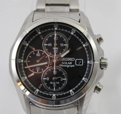 Seiko Solar Alarm Chronograph V172-0AB0 40mm Stainless Steel Wristwatch - image 1 of 4