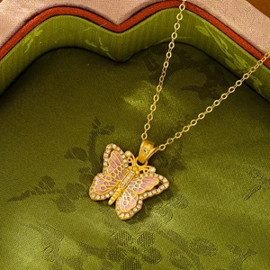 High Carbon Diamant Emaille Schmetterling Chinesischer Anhänger ohne Kette Retro - Bild 1 von 9