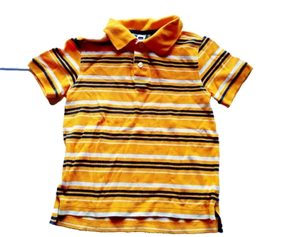 Gap Boys Polo Shirt Yellow Stripe Short Sleeve XS 4-5 - Image 1 of 4