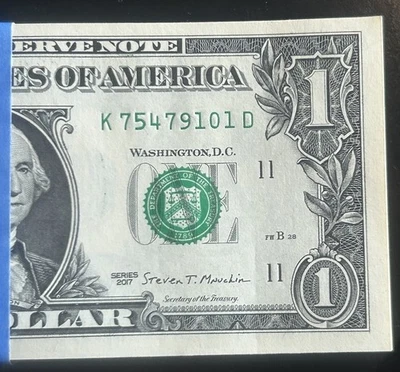 $1 DOLLAR BILLS FULL COMPLETE BEP STRAP 100 CONSECUTIVE $100 FACE VALUE 2017 - Image 1 of 4