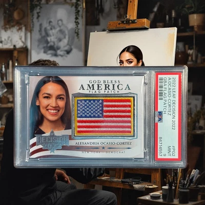 2022 Decision AOC GBA Flag Patch Silver Foil PSA 9 RESIST TRUMP FREE PALESTINE - Image 1 of 2