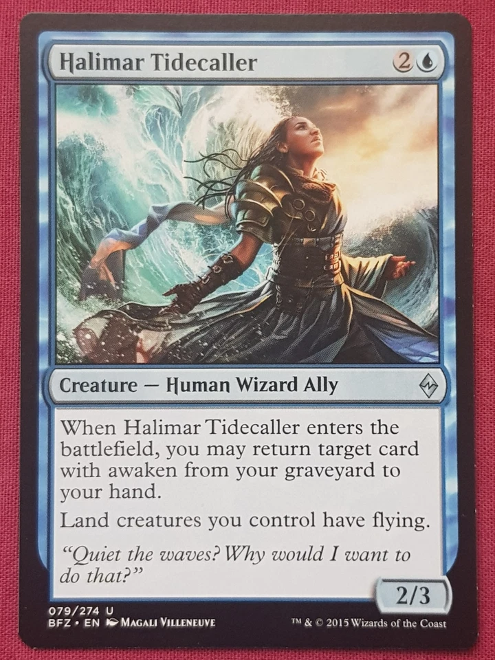 Magic The Gathering BATTLE FOR ZENDIKAR HALIMAR TIDECALLER blue card MTG - Image 1 of 2